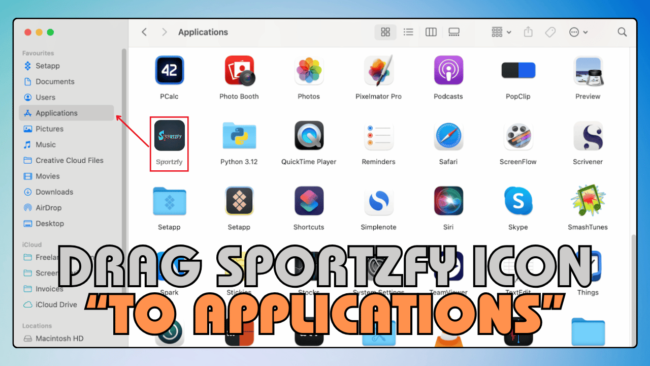 Drag Sportzfy icon into Applications Folder